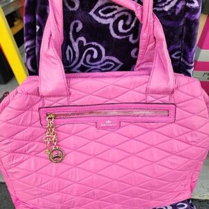 NEW TOTE JUICY COUTURE NYLON ZIPPERED CLOSURE  FRONT ZIPPER WITH HANGING CHARM